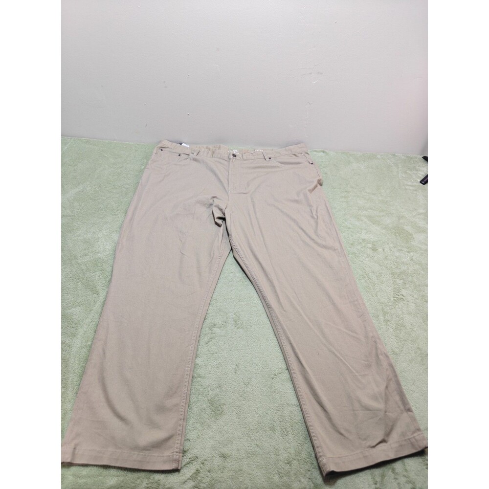 Chaps Pants Mens 50x32 Tan Khaki Stretch Straight Leg Coastland Wash 5 Pocket